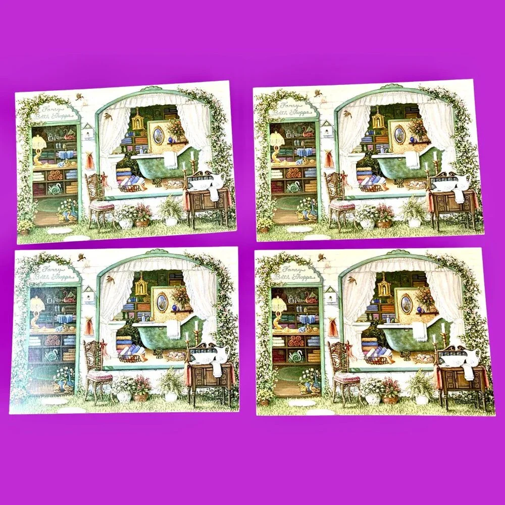 Vintage Greeting Cards Blank Janet Kruskamp Yesterday's Fashion WINDOW SHOPPING